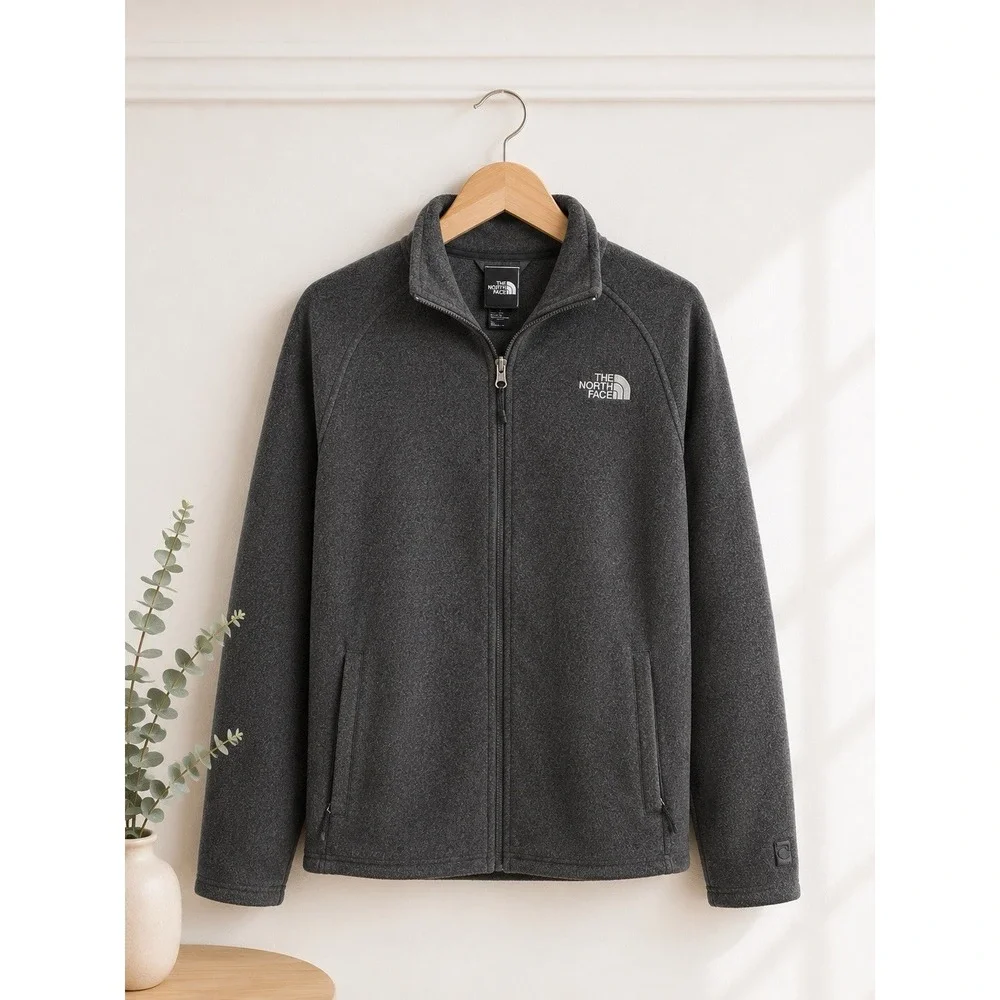 North Face Men's Fleece Jacket size M Gray Full Zip Long Sleeve gorpcore outdoor